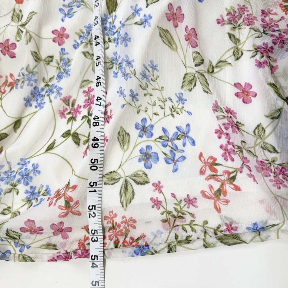 Calvin Klein Floral Flutter Sleeve Maxi Dress White Multicolor Size 16 - Picture 11 of 11